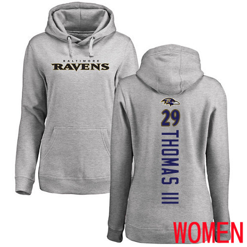 Baltimore Ravens Ash Women Earl Thomas III Backer NFL Football #29 Pullover Hoodie Sweatshirt->baltimore ravens->NFL Jersey